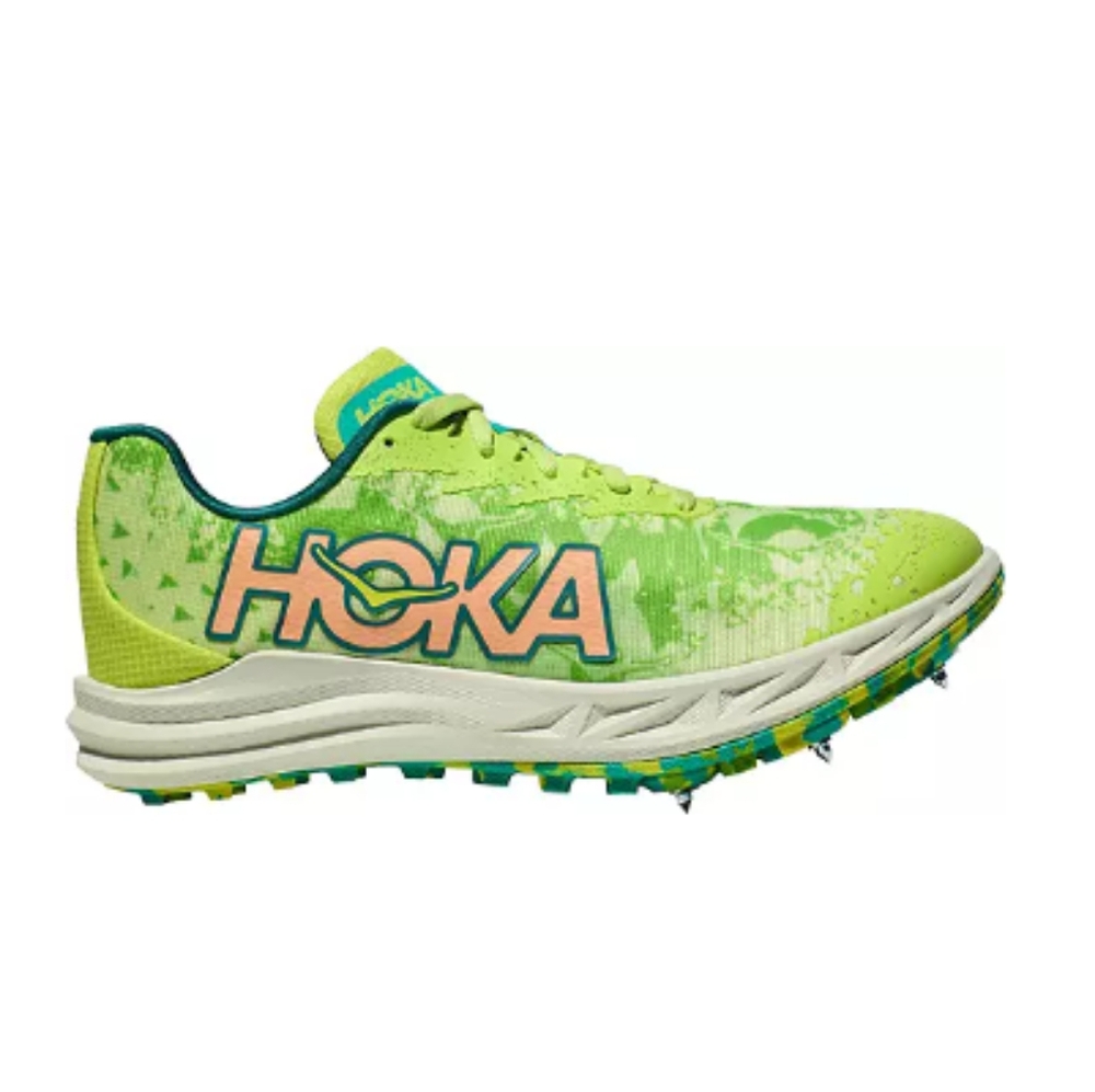 Hoka Crescendo XC Cross County Shoes. Color: Green/Yellow